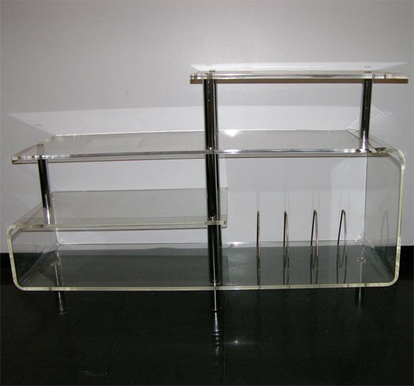 Lucite entertainmnet center/magazine record holder.