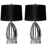 Set of  two lucite table lamps.