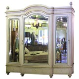 Antique Louis XVI style 3 door Armoire painted cream, gold and turquoise