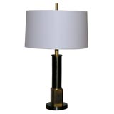 A Gilt and Bronze Deco Column Table Lamp.