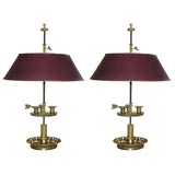 Pair of Gilt Bronze 3 Lite Bouillotte Lamps