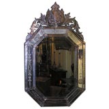 Antique Venetian Octagonal Engraved Mirror