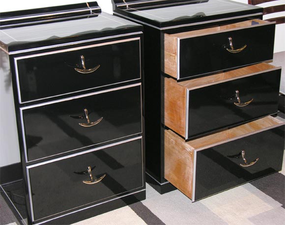 Pair of Black Lacquered Commodes by Kroehler 3