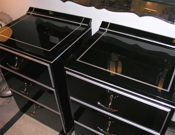 Pair of Black Lacquered Commodes by Kroehler 5