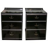 Vintage Pair of Black Lacquered Commodes by Kroehler