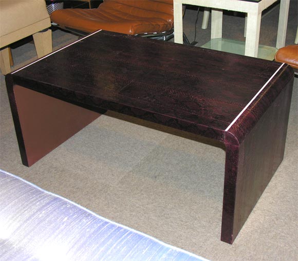 Coffee Table in Python with Ivory Inlays by Karl Springer-signed