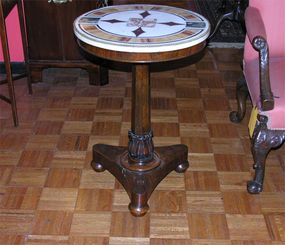 William IV Specimen Marble Topped End Table on Rosewood Base.