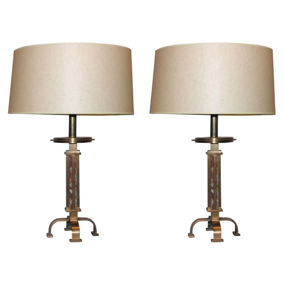 Pair of Art Deco Architectural Table Lamps at 1stdibs
