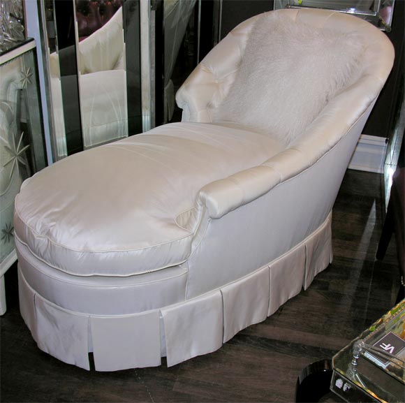 Ivory Taffeta Down Filled Chaises Lounge