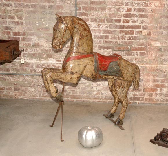 30's carousel wood horse figure