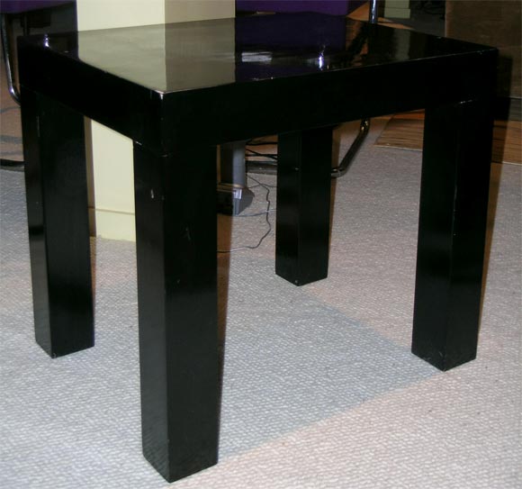 Black lacquer Parsons Tables.  Custom Made.  Provenance:  Bobby Short