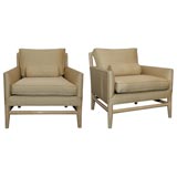 A Pair of Cerused Oak Armchairs from the Randolph Scott Estate