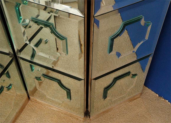 A Four-Panel Hollywood Regency Mirrored Folding Screen 1