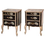 Vintage A Pair of Mirror Veneered Bedside Tables