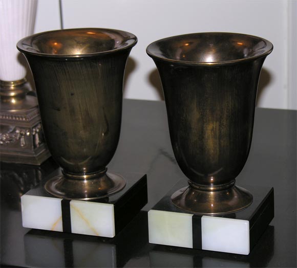Pair of 1930's Bronze Urns
