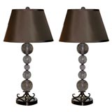 Pair of 1940's Hollywood Lucite and Nickel Lamps