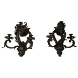 Pair of Large French Gilt Wrought Iron Sconces