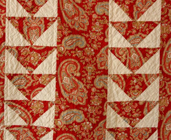 Cotton 19THC  PAISLEY FABRIC  FLYING GEESE QUILT