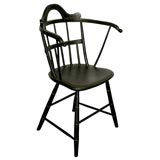 19THC BARREL BACK CHAIR WITH ORIGINAL BLACK PAINT
