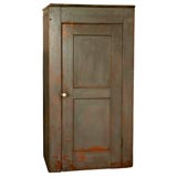 19th Century Original Gray Painted Chimney Cupboard from New England