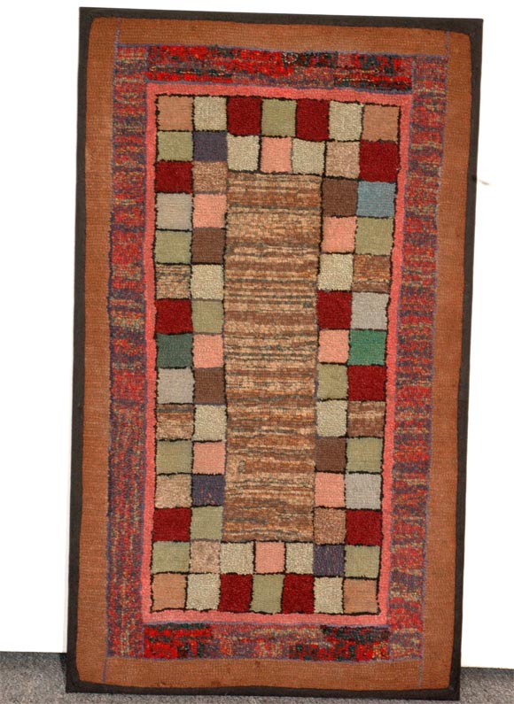 1930s mounted hand-hooked rug and in great condition.
