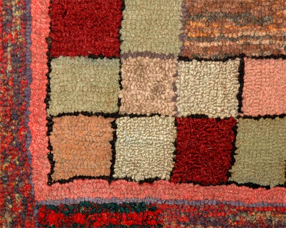 20th Century 1930s Mounted Blocks Hand-Hooked Rug For Sale