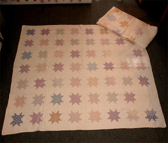 1930'S PAIR OF PASTEL STAR  QUILTS