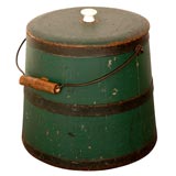 19THC ORIGINAL GREEN PAINTED SUGAR BUCKET