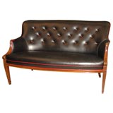 Frits Henningsen sofa with black leather and red vinyl