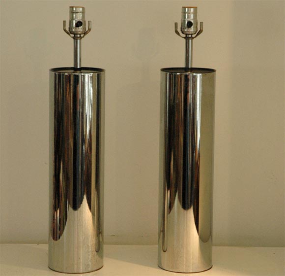 PAIR ITALIAN CHROME TABLE LAMPS