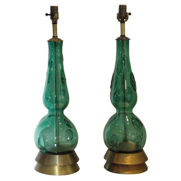 PAIR BLENKO LAMPS For Sale