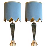 Pair Murano Venetian Glass Lamps