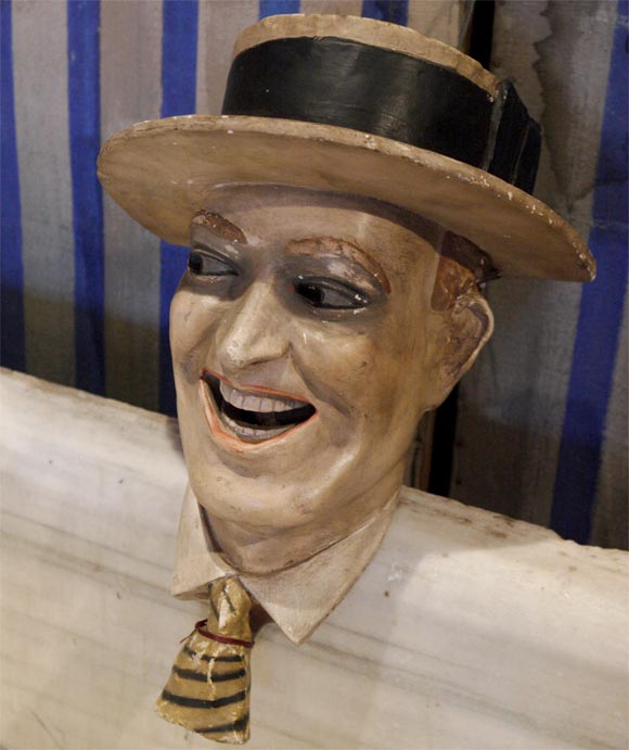 French Plaster Head of Maurice Chevalier For Sale