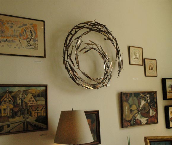C. Jere Fish Swirl Wall Sculpture