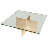 Aluminum "Knock Down" coffe table w/glass top