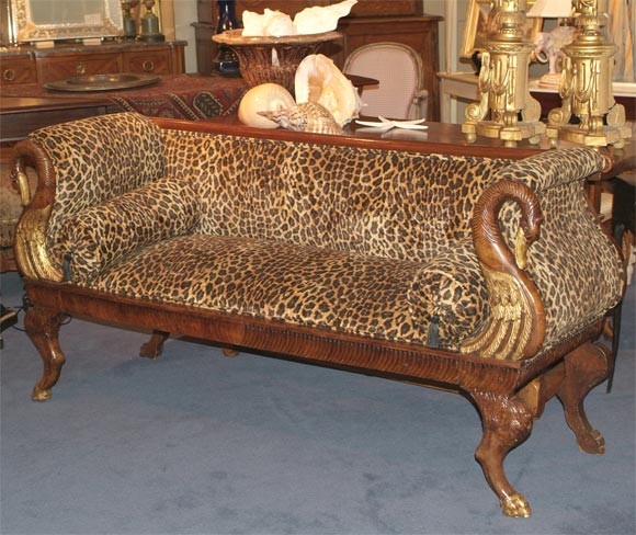 French Empire Style Mahogany Canape with Parcel-Gilt