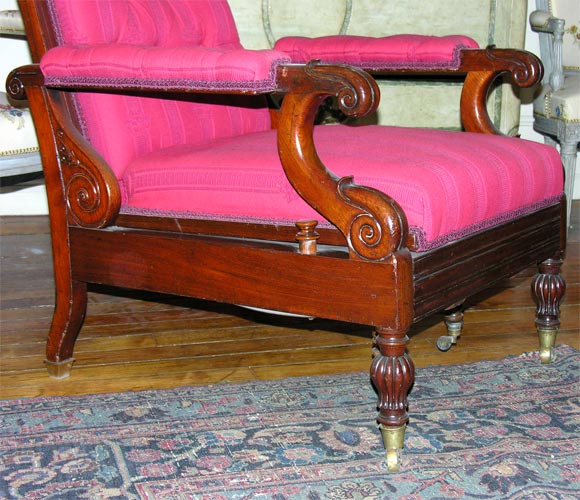 19th Century Continental Neoclassic Mahogany Adjustable Wingchair For Sale