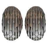 A Pair  of nickel Sculptural Wall Sconce by Rougier