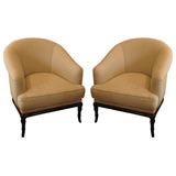Pair of Tub Chairs with Black Bamboo Base