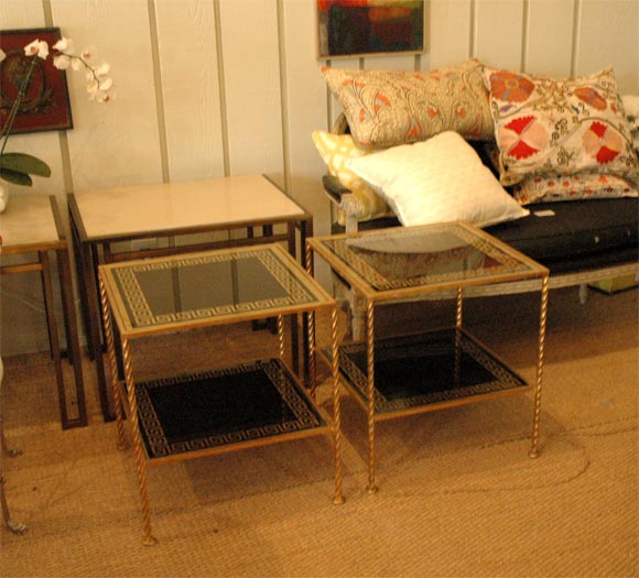 Pair of Gold and Black Greek Key Tables
