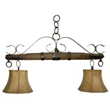 Antique Yoke and Parchment Shade Lighting Fixture