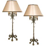 Pair of  Mid 19th Century Napoleon III Candelabra Lamps