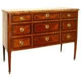French Neo-Classical Three Drawer Burl Walnut Commode