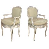 Pair of 19th Century Louis XIV Style Polychromed Fauteuils