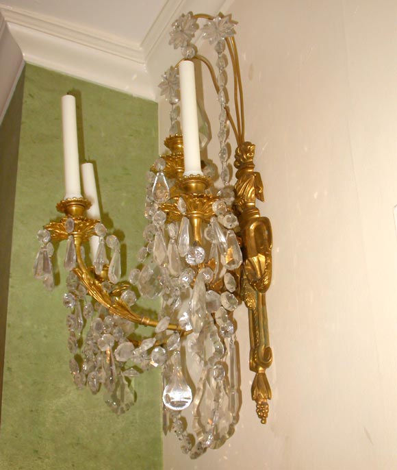 Four Arm Gilt Bronze Candle Sconces