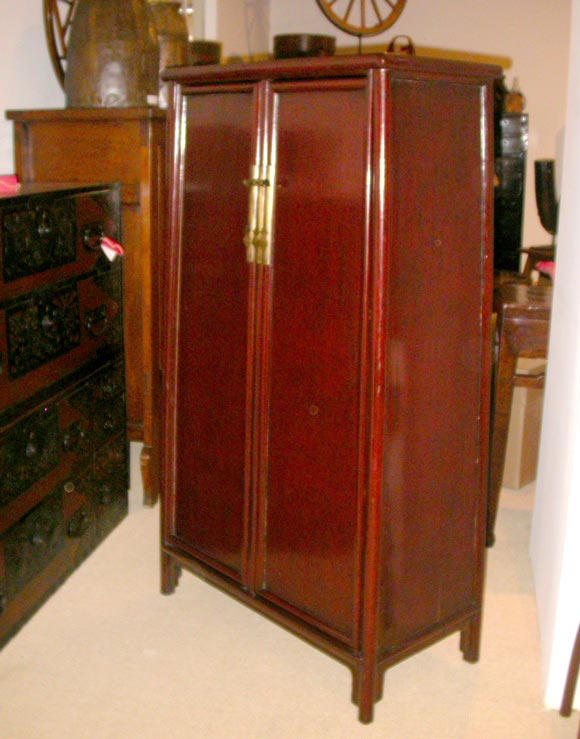 Chinese Red Crackle Armoire 1