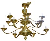 Antique Two Tiered 12 Light Brass Chandelier