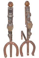 Antique Unique Pair of DecorativeTall  Andirons