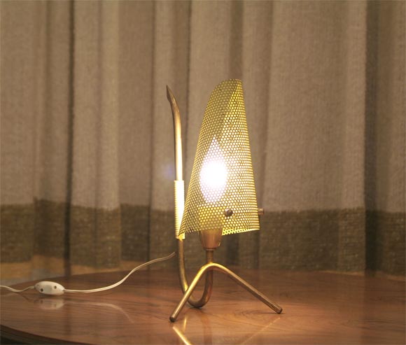 French Perforated Metal Table Lamp
