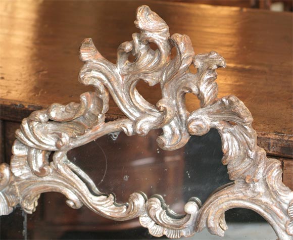 Italian Rococo silver-gilt over-mantle mirror For Sale